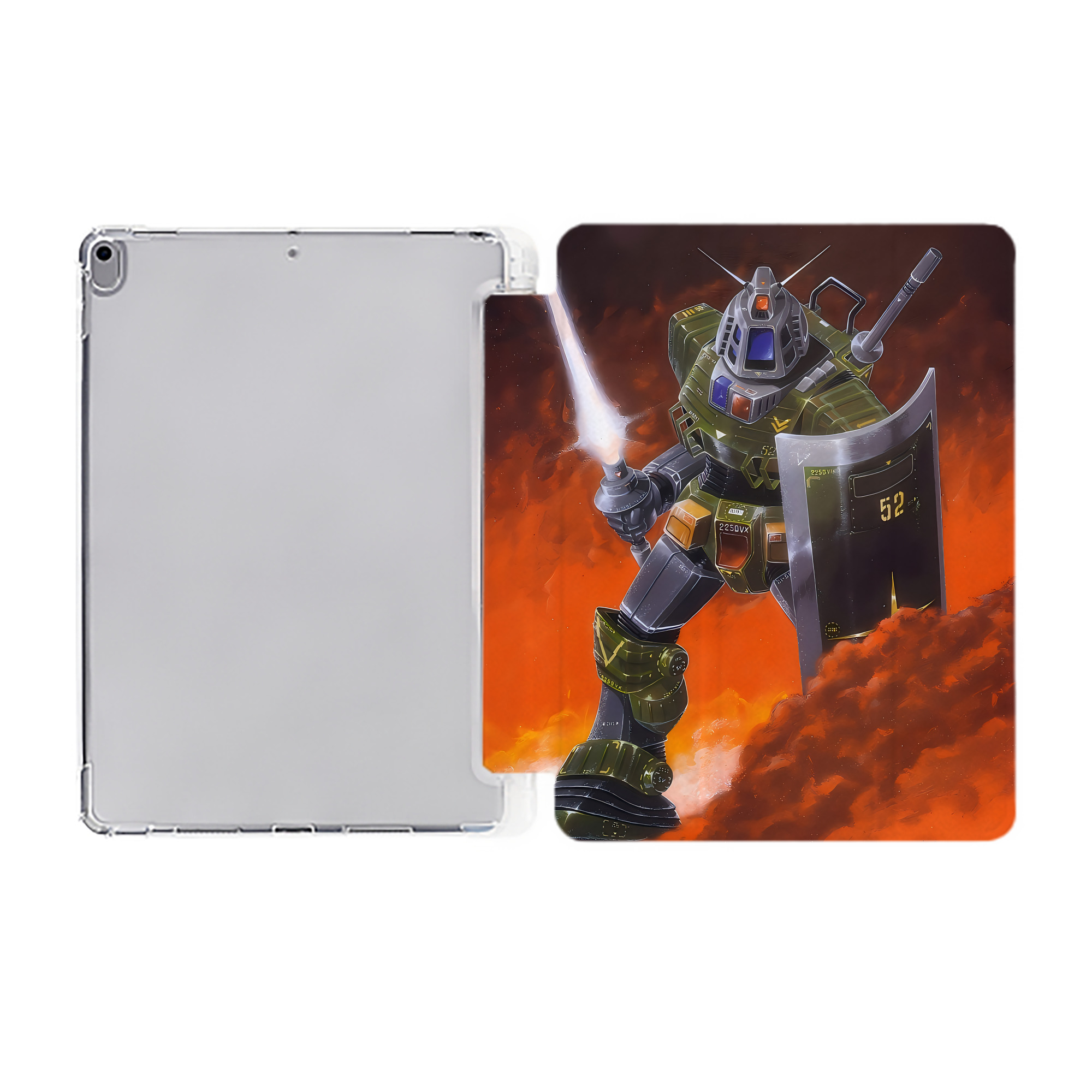 （画像用） 機動戦士ガンダム Mobile Suit Gundam IPad ケース ペン収納付き 三つ折りスタンド PUレザー×シリコン 対応機種9.5/10.5/10.9インチ